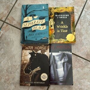 Book bundle: the outsiders, a wrinkle in time, war horse, and a separate peace